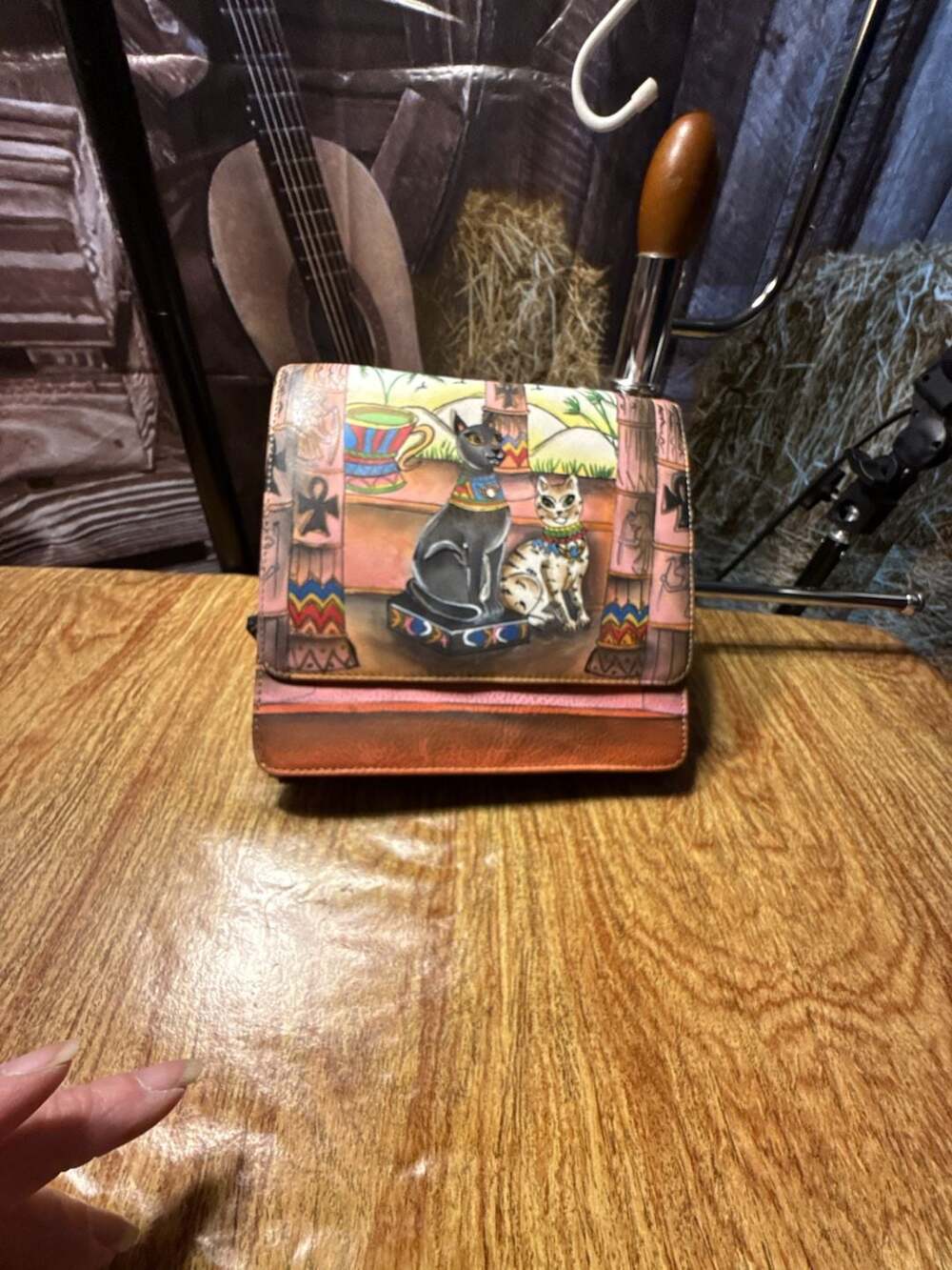 Sharif Leather Wallet Wristlet Cats Cat Lover
